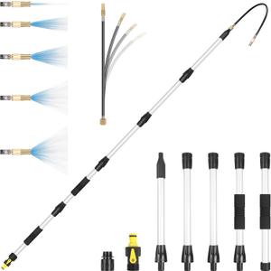 Gutter Cleaning Tools From The Ground, 8FT Gutter Cleaner with Adjustable Multiple Water Flow Modes, Gutters Cleaning Tool for Leaves and Debris, Fits Standard Garden Hoses