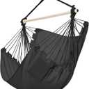 PNAEUT Hammock Chair Hanging Rope Swing for Outside Indoor for Bedroom, Outdoor, Patio (Night Gray)