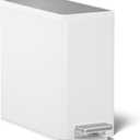 Kohler 20957-STW 2.5 Gallon Slim Step Trash Can, Bathroom Trash Can with Soft-Close Foot Pedal, White with Stainless Steel