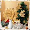 6 Pcs Christmas Artificial Velvet Glitter Magnolia Leaf Glittered Spray Picks 20" Fake Floral Leaf Branches Xmas Decoration for Christmas Tree DIY Crafts Gift Home Garden Decor(Gold)