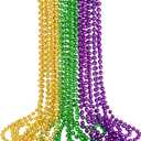 ZZYFGH 12PCS Mardi Gras Beads, Gold Green Purple Mardi Gras Metallic Beads Costumes Necklaces Bulk, 33" Mardi Gras Necklace, Festival Parade Throw Accessories for Wedding Birthday Celebrations Decorations