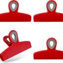 COOK WITH COLOR Bag Clips - Heavy Duty Chip Clip and Refrigerator Magnet for Food Storage with Air Tight Seal Grip, Bright Colors, Pack of 4 Large. (Red)