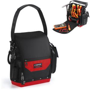 TECH 16 Electrician Tool Bag, Waterproof Hard Bottom Zippered Electricians Tool Pouch Tool Organizer for Tool & Gear