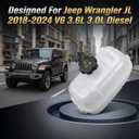 Engine Coolant Reservoir Tank with Cap Compatible with Jeep Wrangler JL 2018-2024 V6 3.6L 3.0L Diesel - Radiator Overflow Expansion Recovery Bottle Replaces 68283565AB CH3014196