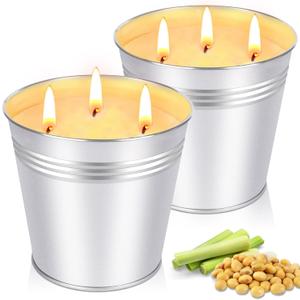 Citronella Candles Outdoor - Large 34oz Citronella Candle for Patio up to 200 Hours Burning, 3-Wick Summer Outdoor Candles Bulk for Home,2pcs Soy Wax Candle for Garden Camping Party Yard Balcony