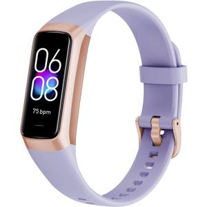 Fitness Tracker Activity Tracker 1.10''AMOLED Touch Color Screen,Smart Watch with 24/7 Blood Oxygen Heart Rate,Sleep Monitor,IP68 Waterproof,Step Counter Health for Women Men (Purple)