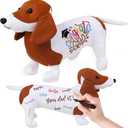 Blank Dachshund with Graduation Cap Toys Autograph Stuffed Dog Class of 2026 Graduated Plush Stuffed Teddy Animal Dog for Graduation Day Gift(Dachshund)