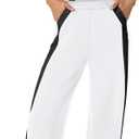 XIEERDUO Two Piece Sets for Women Summer Outfits Travel Mock Neck Lounge Sets Wide Leg Pants Beach Vacation Clothes (Small, White+black)