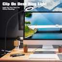 LuxLumin LED Desk Lamp with Clamp for Video Conference Lighting, USB Light for Laptop Zoom Meeting, Clip on LED Ring Light for Computer Webcam Lighting Dimmable Black