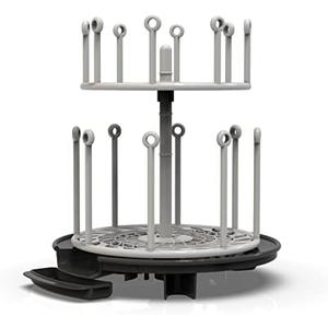 The First Years Spin Stack Bottle Drying Rack — Black — 2-Tier Rotating Countertop Drying Rack for Up to 16 Bottles — Baby Essentials for Everyday Use