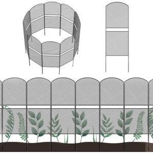 OUSHENG Mesh Decorative Garden Fence Fencing 10 Pack, 38.5in (H) x 10ft (L) Rustproof Metal Wire Panel Border Animal Barrier for Dog, Flower Edging for Yard Landscape Patio Outdoor Decor, Arched