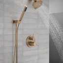 Delta Modern Round Shower System Faucet Set, Brushed Gold 6-inch Shower Head and Handle Set, Valve Trim Kit, Champagne Bronze T342704-CZ (Valve Not Included)