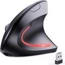 Bluetooth and 2.4G (2-in-1) Rechargeable Wireless Mouse, Ergonomic Vertical Design, 1000/1200/1600 DPI, 6 Silent Buttons, for Laptop, Computer, PC, MacBook, Chromebook-Black