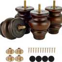 Michanco 3 Inch Furniture Feet Wood Bun Feet Set of 4 Ottoman Couch Sofa Replacement Legs
