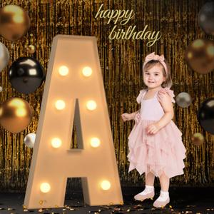 Marquee Light Up Letters, 3FT Large Letters for Party Decorations, Marquee Numbers, Mosaic Balloon Frame, Baby Letters for Baby Shower Birthday Wedding Engagement Party, Pre-Cut DIY Foamboard Letter A