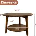 2-Tier Round Coffee Table Wood Nesting Side Table (Walnut, 28x28x18)