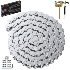 Silver #35 Chain Go Kart Chain 3 Feet Compatible with Go Cart Mini Bike Bicycle Dirt Bike Motorcycles Powersports Accessories Parts with Chain Breaker 35 Chain Master Links 95 Links