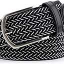 Braided Canvas Woven Elastic Stretch Belts for Men/Women/Junior with Multicolored (White, S)