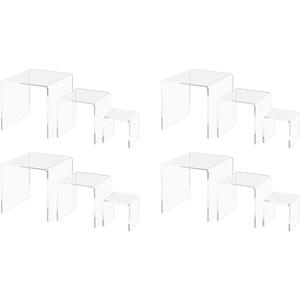 4 Pack Acrylic Riser Display Stands 3 Pieces Clear Plexiglass 2" 3" 4" Retail Showcase Pedestals for Products and Merchandise by Marketing Holders