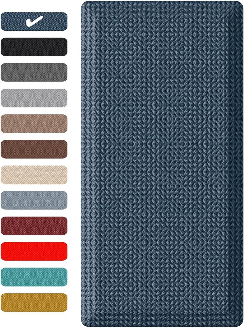 Ophanie Kitchen Mats for Floor, 3/4 inch Thick, 17x28 Anti Fatigue Cushioned Mat, Kitchen Rugs, Waterproof, Comfort Ergonomic Standing Mat for Office, Home, Sink, Blue Non-Slip Ridged Bottom