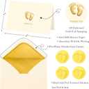 Crisky Embossed Footprint Baby Shower Thank You Cards 50-Pack 4x6 Inch - Heavy 300gsm Cardstock with Gold Foil Envelopes & Stickers for Baby Shower/Birthday