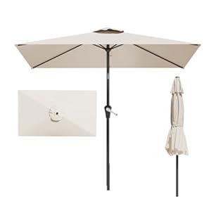 6.5' x 10' Rectangular Patio Umbrella Large Outdoor Market Umbrella w/UV Protection, Push Button Tilt and Crank Lift, Rectangle Table Umbrella for Garden, Deck, Pool, Patio, Apple Green