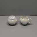 Pearl Luster Sugar and Creamer Set, 8oz Cream Pitcher, 9oz Sugar Bowl with Lid and Spoon, Cream and Sugar Container, Elegant Kitchen & Home Decor, Gifts for Housewarming