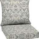 Arden Outdoor Deep Seat Cushion Set, 24 in x 24 in, Weather-Proof, Rain-Proof, Fade Resistant Patio Cushion for Chair, Sofa, and Couch Neutral Aurora Damask