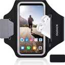 GUZACK Phone Holder for Running with Zipper Pouch, Running Armband for iPhone 17/16/15/14/13/12/11 Pro Max/Plus/XR/XS, Galaxy S25/S24/S23/S22, Cell Phone Arm Holder with Key Pocket & Card Slot