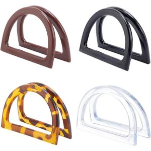PH PandaHall 8-Pack D Shape Purse Handles 4 Color Leopard Handles Replacement Handbag Purse Handle Decorative Bag Handles for Summer Straws Beach Handbags Macrame Crocheted Purse Making 4.7x3.3 inch
