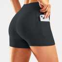 Pudolla Womens Swim Shorts High Waisted Bathing Bottom Shorts Tummy Control Board Swimsuit with Pockets (L)