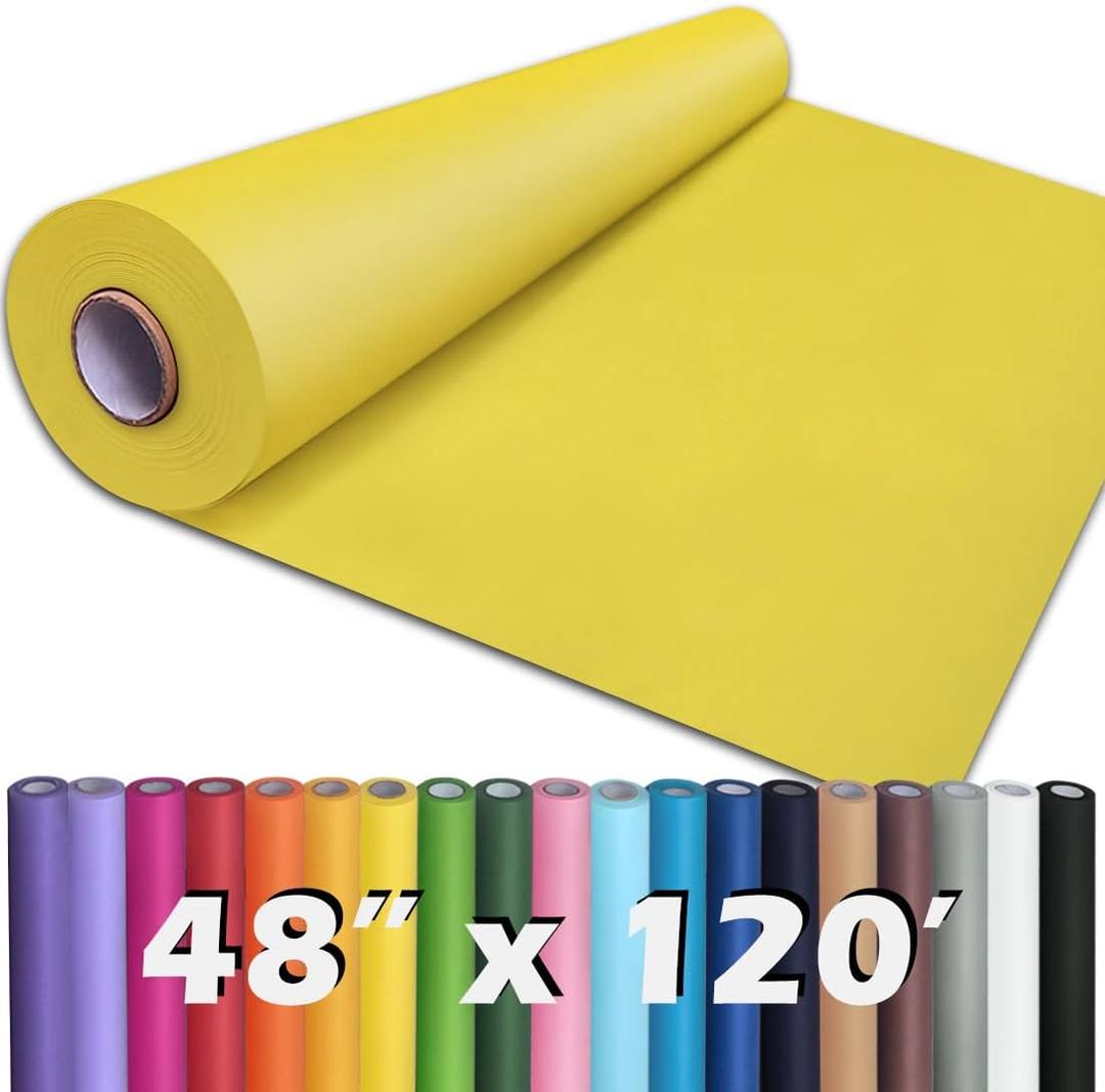 PerkHomy 48" x 1,440" (120') Lemon Yellow Kraft Paper Roll for Craft Bulletin Board Paper Art Table Covering Crafting Gift Wrapping Bouquet Packing Parcel 80GSM 55LB (Lemon Yellow, 48" x 120')
