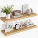 36 Inch Floating Shelves, 3D Textured Wood Grain, 36"x9.25"x1.5" Inch Deep Floating Shelves for Wall, Wooden Shelves for Bathroom, Bedroom, Living Room, Natural, 2 Pieces