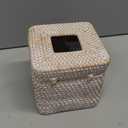 Rattan Tissue Box Cover Natural Woven Facial Napkin Holder Square with Lid 5.7 x 5.7 x 5.5 Inch (White)