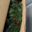 National Tree Company 24 in Pre-Lit Crestwood Spruce Artificial Christmas Wreath, Christmas Decoration with Glitter, Pinecones, Red Berries, 50 Clear LED Lights, 160 Tips, Timer, Green