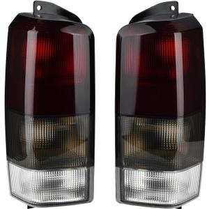 Fits for Rear Brake Tail Light Lens and Housing Assembly Red/Black Smoke Replacement for Jeep 1997-2001 Cherokee [ CH2800128 4897399AA ] Right and left