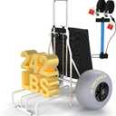 PYY Beach Cart with Big Balloon Wheels for Sand, Foldable Wagon Dolly Buggy Trolley with 242 Lbs Loading Capacity, 13" Large Rolling Tires, Collapsible Storage Bag for Outdoor Camping Shopping Fishing (Gray)