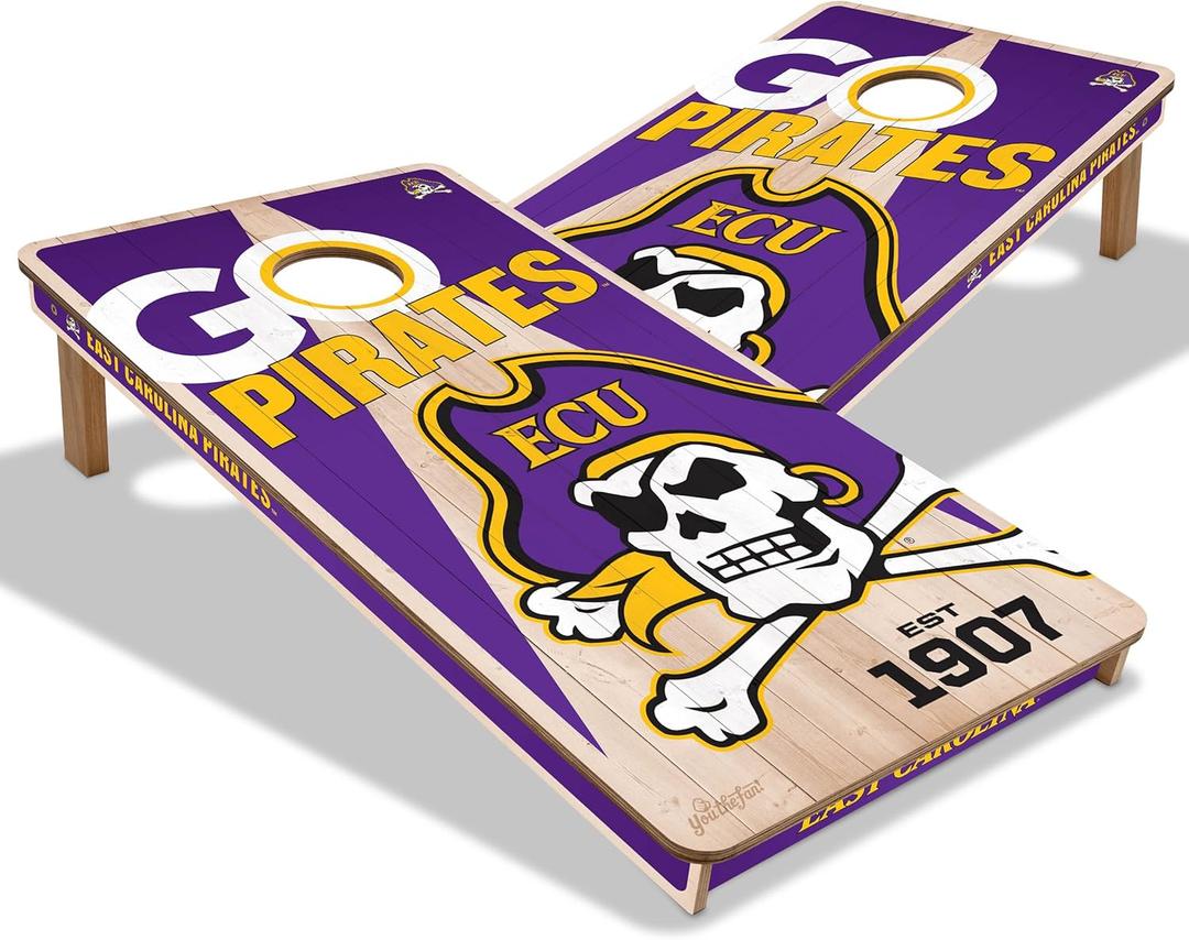 YouTheFan NCAA 2’ x 4’ Professional Wood Cornhole Game (East Carolina Pirates)