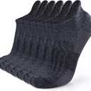 Busy Socks Ankle Hiking Socks Merino Wool for Men Women, No Show Merino Wool Dress Performance Support Athletic Cushion Tab Socks, Dark Grey, Large, 6 Pairs