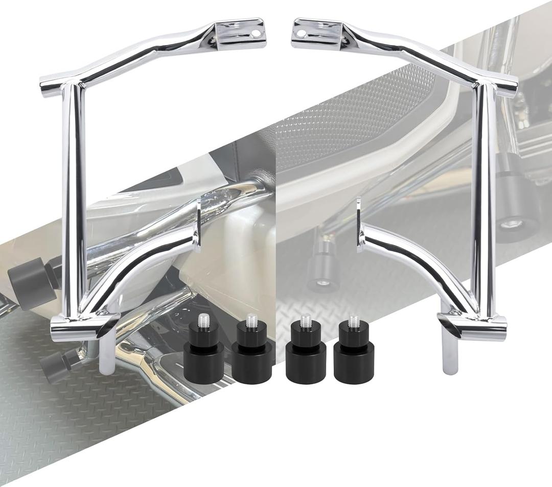 Saddle Bag Guards Crash Bars Chrome Fit for Harley Touring Street Glide FLHX Road Glide FLTRX Road King FLHR Electra Glide Ultra 09-2025 (Saddlebag Guards with Black Decorative Wheel)