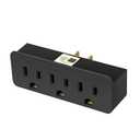 Grounded Adapter 3-Prong to 2-Prong Triple Outlet Converter - UL Listed 3 Pin to 2 Pin Polarized Plug Extender Power Strip, Wall Plug Splitter with 3 AC Outlets for Household Appliances Black (1)