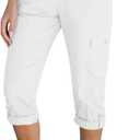 GRAPENT Cargo Capri Pants for Women High Waisted Relaxed Fit Elastic Knit Waist Casual Capris Trousers Cropped Pants M