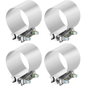 4Pcs x 3.5 Inch Exhaust Clamp Universal 3.5"Butt Joint Exhaust Band Clamp Stainless Sleeve Coupler For Mufflers Exhaust Pipe etc