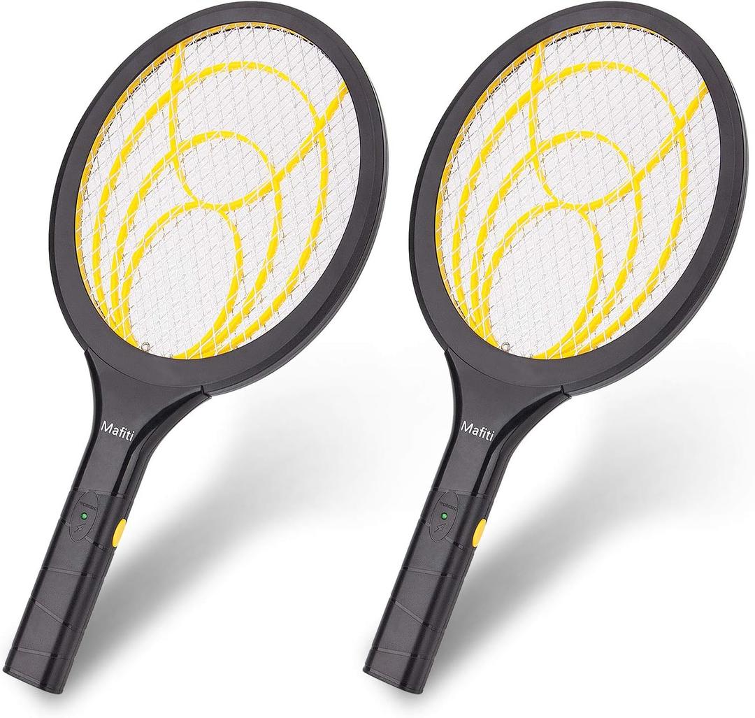 mafiti 2pack Fly Swatter Electric, Battery Powered Fly Killer Mosquito Zapper Bug Zapper Racket for Indoor Outdoor, Black