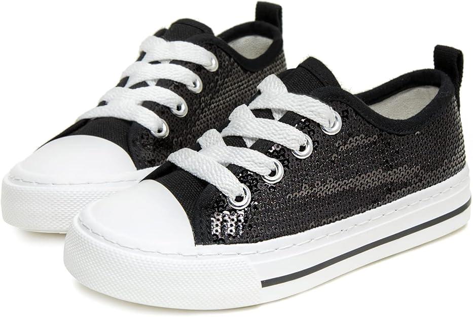 ToandonToddler Kids Sneakers Sparkle Fashion Glitter Sequins Canvas Shoes, Size 3 