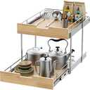 Sikarou Pull Out Cabinet Organizer,Heavy-Duty Slide Out Shelf, Wood and Wire Basket, Pull Out Drawer for for Kitchen Under Sink Space, Pantry, Bathroom, 2 Tie 17 * 21 in
