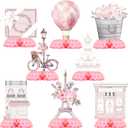 Paris Party Centerpiece Set - Eiffel Tower Honeycomb Paris Birthday Decorations and Paris Table Toppers for Kids' French-Themed Birthday and Baby Shower Table Decor