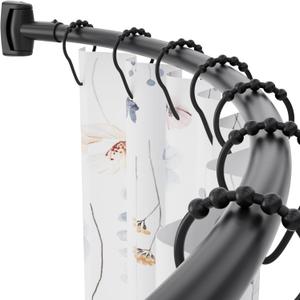 Curved Shower Curtain Rod, 42-72 inches Adjustable Curved Shower Rod, RustProof Curved Shower Rods for Bathroom, Bathtub, Premium Stainless Steel, Need to Drill, Black