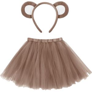 Halloween Bear Costume Accessories Set Bear Ear Headband Tutu Skirt for Halloween Cosplay Party Fancy Dress Ball.