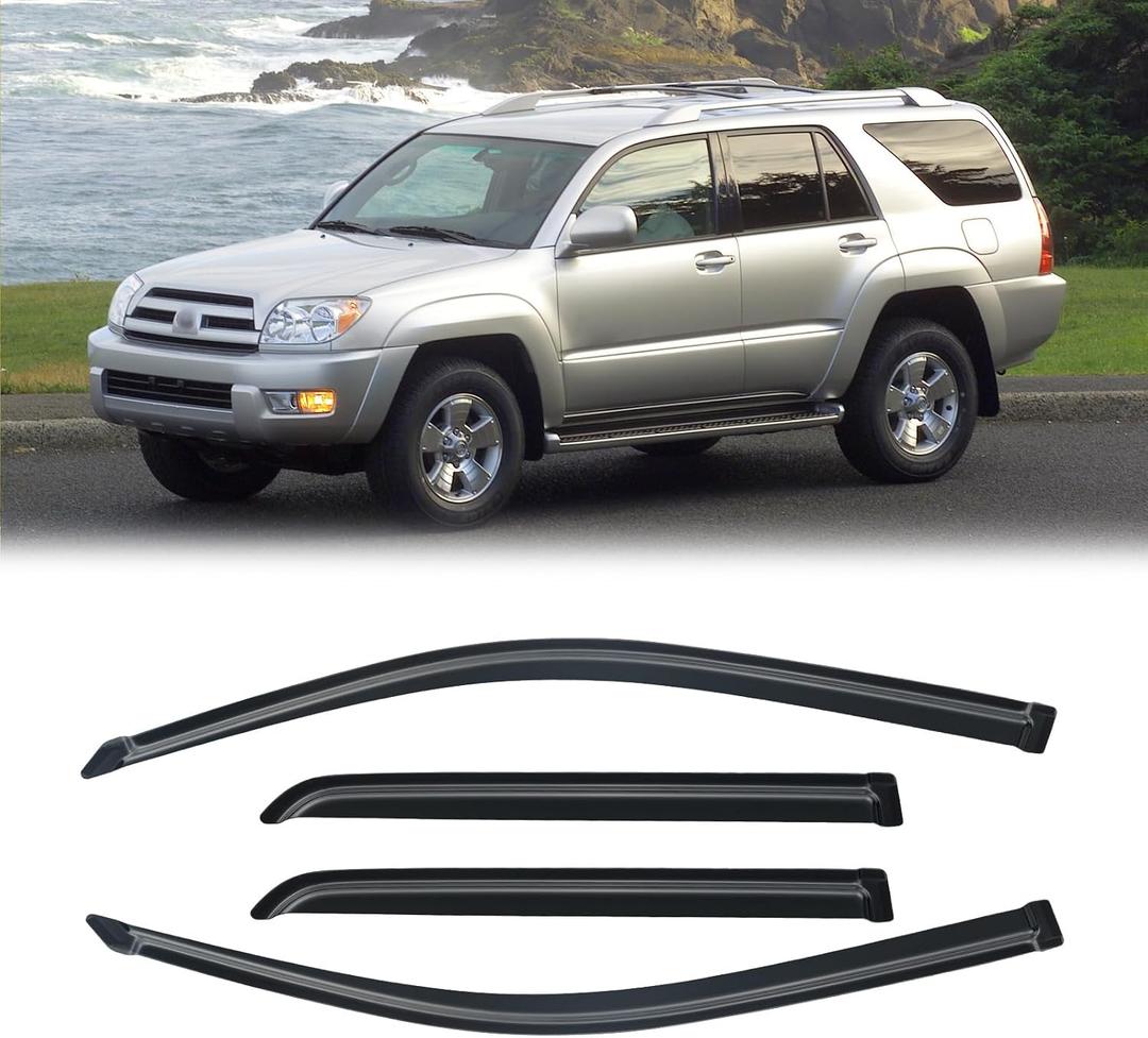 Window Visors for Toyota 4Runner 2003-2009, Rain Guards Shields Vent Deflector Shade Dark Smoke 2003 2004 2005 2006 2007 2008 03 04 05 06 07 08 09, Tape-On, 4PCS